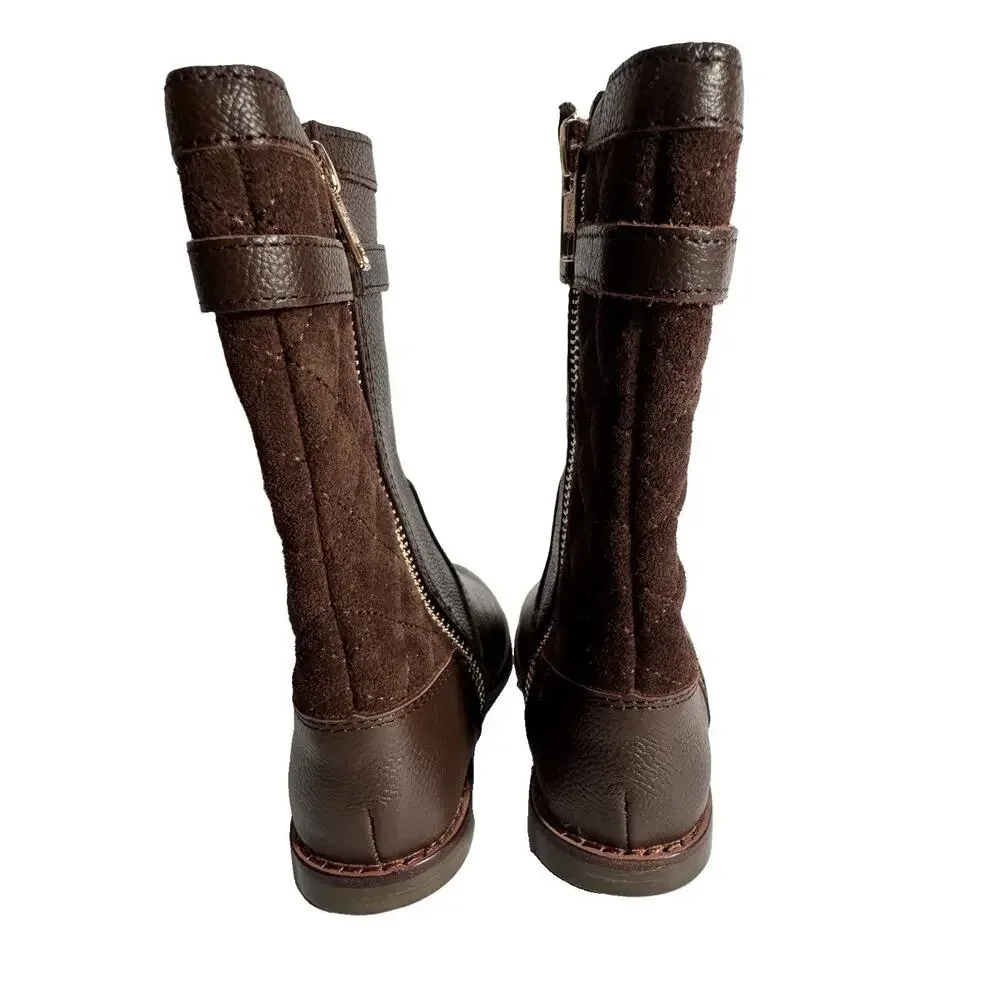 Janie and Jack The Riding Boot Girls Deep Brown Leather Suede Size 6 NWOB